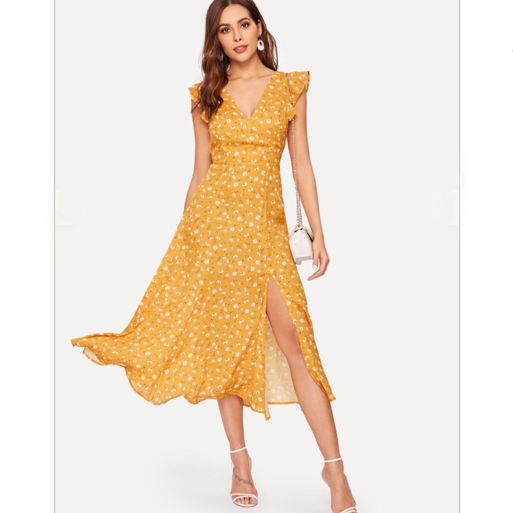 Final sale! Open back chiffon dress - Picture 1 of 14
